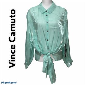 Vince Camuto Sheer Cropped Button Up Sz 3X NWT